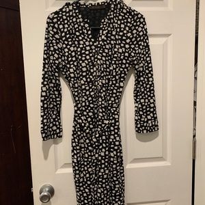 black and white print shirt dress business casual (knee length)